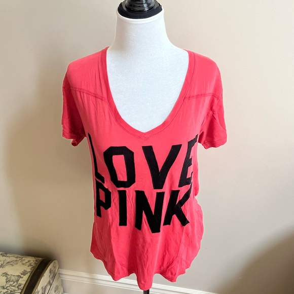 PINK VS~Cotton T-Shirt-Size X-Small-Red & Black - Picture 4 of 7